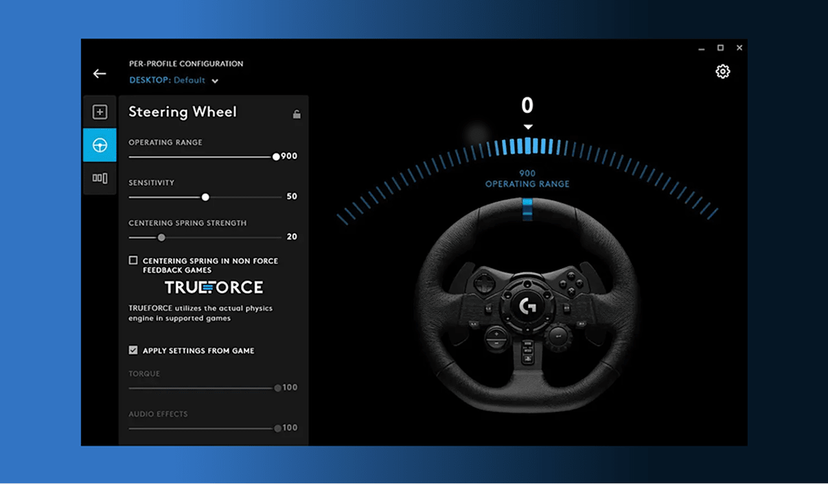 Fine tune settings with ghub